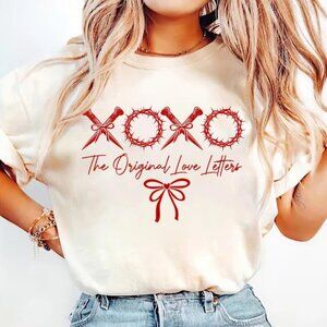 XOXO Love Letters Graphic T-Shirt | Christian Valentine Bow Tee
